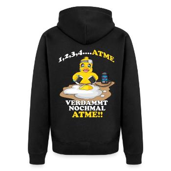 Küken atme verdammt noch mal atme Wiederbelebung - Unisex Premium Bio Zip Hoodie - Schwarz - Hinten - Nico (187cm)