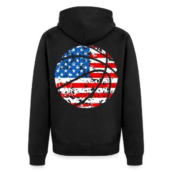 Basketball USA - Unisex Premium Organic Zip Hoodie - black - Back - Nico (187cm)
