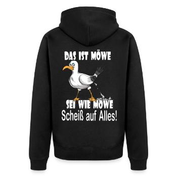 Norddeutsch Das ist Möwe sei Möwe Scheiß auf alles - Unisex Premium Bio Zip Hoodie - Schwarz - Hinten - Nico (187cm)