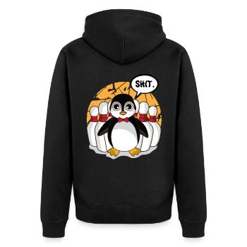 Au Bowling Club comme bowler avec pingouin cône shit - Veste à capuche bio Premium Unisexe - noir - Dos - Nico (187cm)