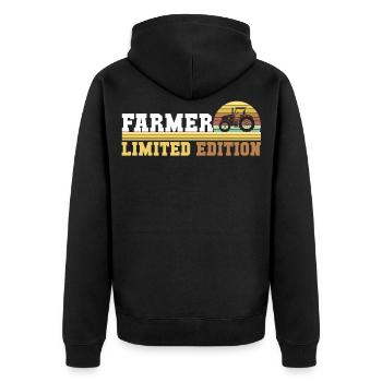 Traktor Traktorfahrer - Unisex Premium Bio Zip Hoodie - Schwarz - Hinten - Nico (187cm)
