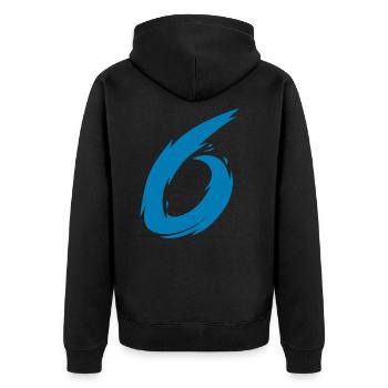 Number 6 - Unisex Premium Organic Zip Hoodie - black - Back - Nico (187cm)