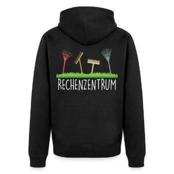 Gärtner Rechenzentrum als Hobbygärtner im Garten - Unisex Premium Bio Zip Hoodie - Schwarz - Hinten - Nico (187cm)
