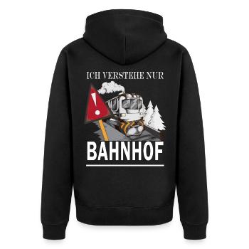 Modeleisenbahn ich verstehe nur Bahnhof Eisenbahn - Unisex Premium Bio Zip Hoodie - Schwarz - Hinten - Nico (187cm)