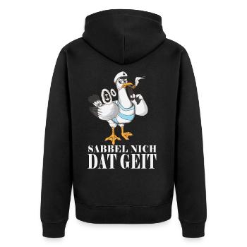 Sabbel nich dat geit Norddeutsche Plattdeutsch - Unisex Premium Bio Zip Hoodie - Schwarz - Hinten - Nico (187cm)