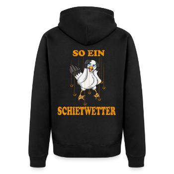 Plattdeutsche Möwe so ein Schietwetter Nordsee - Unisex Premium Bio Zip Hoodie - Schwarz - Hinten - Nico (187cm)