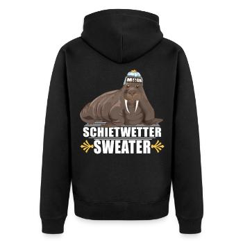 Walrus lighthouse North German Schietwetter - Unisex Premium Organic Zip Hoodie - black - Back - Nico (187cm)