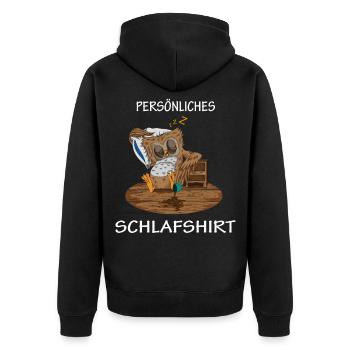 Eule Persönliches Schlafshirt Schlafanzug Pyjama - Unisex Premium Bio Zip Hoodie - Schwarz - Hinten - Nico (187cm)