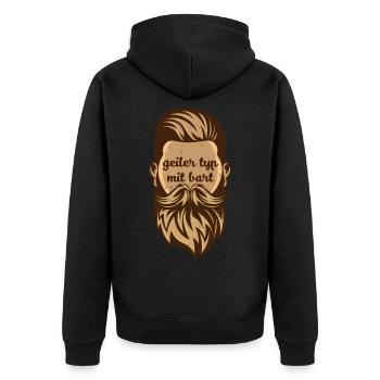 Geiler Typ mit Bart Herren Bartträger Echter Mann - Unisex Premium Bio Zip Hoodie - Schwarz - Hinten - Nico (187cm)