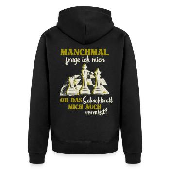 Schachspieler ob das Schachbrett mich vermisst - Unisex Premium Bio Zip Hoodie - Schwarz - Hinten - Nico (187cm)