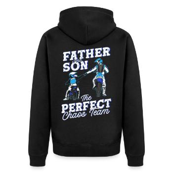 Motorrad Dirt Bike Motocross Geschenk - Unisex Premium Bio Zip Hoodie - Schwarz - Hinten - Nico (187cm)