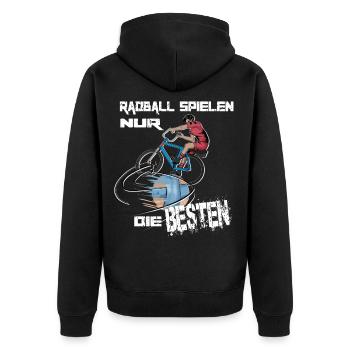 Fahrrad Radballer Radballspieler Radsport Sportler - Unisex Premium Bio Zip Hoodie - Schwarz - Hinten - Nico (187cm)