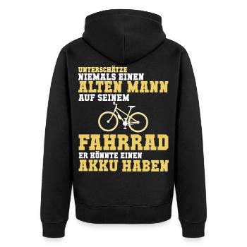 Lustige Fahrrad Sprüche - Unisex Premium Bio Zip Hoodie - Schwarz - Hinten - Nico (187cm)
