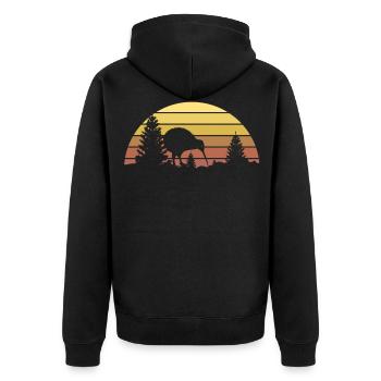 Kiwi Vogel - Unisex Premium Bio Zip Hoodie - Schwarz - Hinten - Nico (187cm)