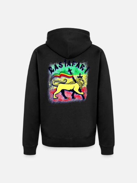 Rastafari - Golden Rasta Lion - Unisex Premium Organic Zip Hoodie - black