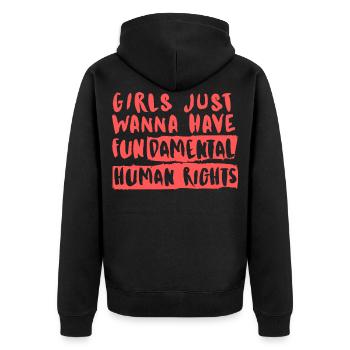 Feministin Fundamental Rights Girl Support Protest - Unisex Premium Bio Zip Hoodie - Schwarz - Hinten - Nico (187cm)