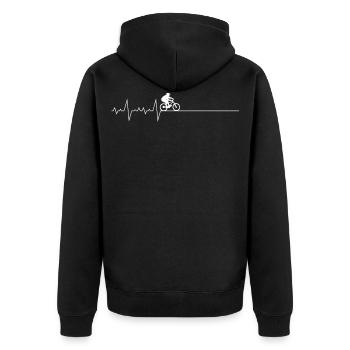 Cooles Fahrrad Motiv - Unisex Premium Bio Zip Hoodie - Schwarz - Hinten - Nico (187cm)