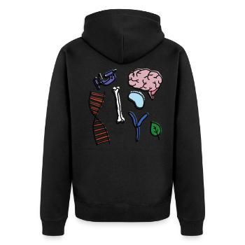 Biologie - Unisex Premium Bio Zip Hoodie - Schwarz - Hinten - Nico (187cm)