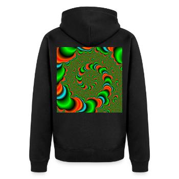 Fractal # 209 - Unisex Premium Organic Zip Hoodie - black - Back - Nico (187cm)