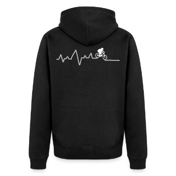 Fahrrad Cooles Motiv / Cycopath / Cycologist - Unisex Premium Bio Zip Hoodie - Schwarz - Hinten - Nico (187cm)