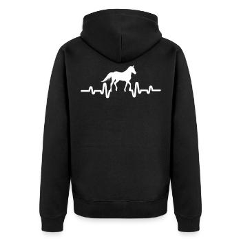 Herzschlag EKG Pferd - Unisex Premium Bio Zip Hoodie - Schwarz - Hinten - Nico (187cm)