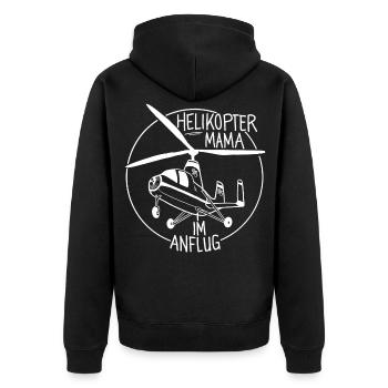 Helikopter Mama im Anflug - Unisex Premium Bio Zip Hoodie - Schwarz - Hinten - Nico (187cm)