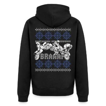 Braap Motorrad Biker hässliche Weihnachten Motocross - Unisex Premium Bio Zip Hoodie - Schwarz - Hinten - Nico (187cm)