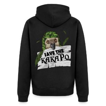 Kakadu Vogel Kakapo tropisch Dschungel Spruch - Unisex Premium Bio Zip Hoodie - Schwarz - Hinten - Nico (187cm)