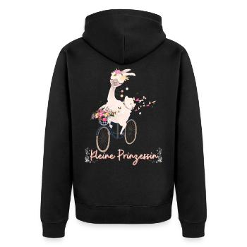 Alpaka Fahrrad Kleine Prinzessin Blumen Süß - Unisex Premium Bio Zip Hoodie - Schwarz - Hinten - Nico (187cm)