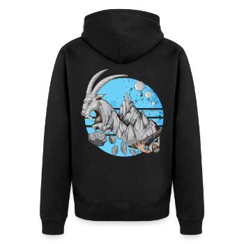 Capricorn ClimberS Mountains Stone Animals Saying - Unisex Premium Organic Zip Hoodie - black - Back - Nico (187cm)