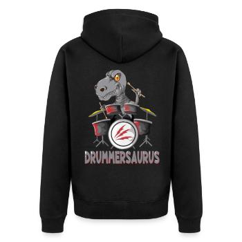 Dinosaure Drummersaurus Drums Bâtons batterie - Veste à capuche bio Premium Unisexe - noir - Dos - Nico (187cm)