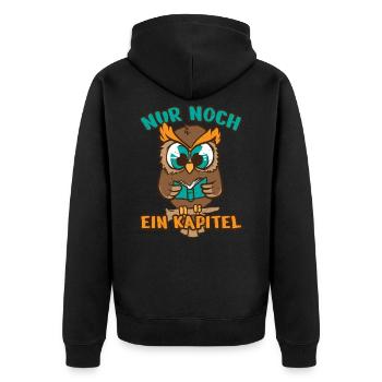 Leseratte Eule Lesefieber Bücherwurm Kapital Buch - Unisex Premium Bio Zip Hoodie - Schwarz - Hinten - Nico (187cm)