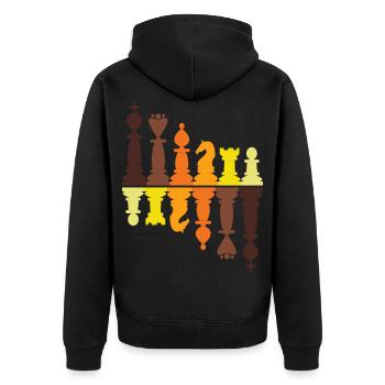 Vintage pièces d'échecs rétro roi reine pion tour - Veste à capuche bio Premium Unisexe - noir - Dos - Nico (187cm)