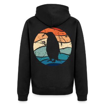 Pinguin Pinguine Tier Eis Vogel Retro Geschenk - Unisex Premium Bio Zip Hoodie - Schwarz - Hinten - Nico (187cm)