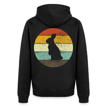 Rabbit Easter Retro Gift - Unisex Premium Organic Zip Hoodie - black - Back - Nico (187cm)
