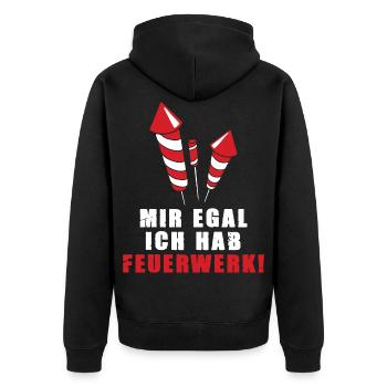 Pyro hat Silvester Feuerwerk Pyrotechnik Silvester - Unisex Premium Bio Zip Hoodie - Schwarz - Hinten - Nico (187cm)