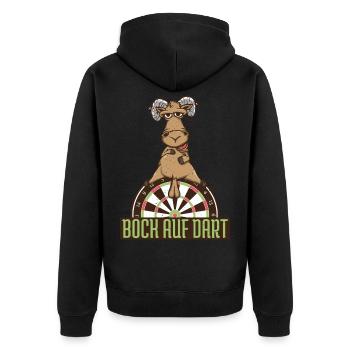 Darten Dartspieler Bock auf Dart Dartspieler Spiel - Unisex Premium Bio Zip Hoodie - Schwarz - Hinten - Nico (187cm)