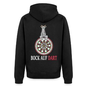 Dartspieler Darten Bock auf Dart Dartspieler Spiel - Unisex Premium Bio Zip Hoodie - Schwarz - Hinten - Nico (187cm)