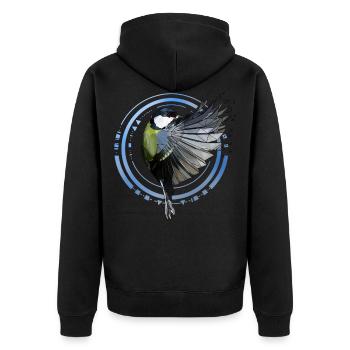 Mésange bleue | Géométrique | Low poly - Veste à capuche bio Premium Unisexe - noir - Dos - Nico (187cm)