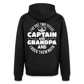 Bootsfahrer Bootfahren Motorboot Geschenk - Unisex Premium Bio Zip Hoodie - Schwarz - Hinten - Nico (187cm)