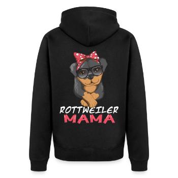 Hunderasse Rottweiler Mama Hundebesitzer Spruch - Unisex Premium Bio Zip Hoodie - Schwarz - Hinten - Nico (187cm)