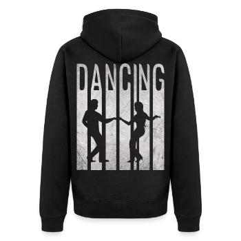 Dancing Disco Fox Boogie Woogie Tanzen Tanzpaar - Unisex Premium Bio Zip Hoodie - Schwarz - Hinten - Nico (187cm)