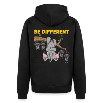 Be Different Design éléphant de chauves-souris drôle - Veste à capuche bio Premium Unisexe - noir - Dos - Nico (187cm)