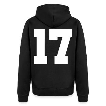 17 - Unisex Premium Bio Zip Hoodie - Schwarz - Hinten - Nico (187cm)