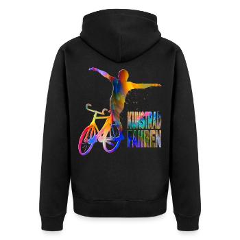 Kunst Rad Fahren Radsport Fahrrad Buntes Design - Unisex Premium Bio Zip Hoodie - Schwarz - Hinten - Nico (187cm)
