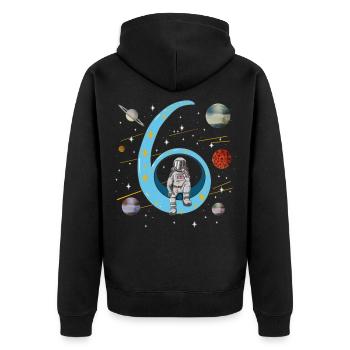 6 anniversaire astronaute extra-atmosphérique planète enfants - Veste à capuche bio Premium Unisexe - noir - Dos - Nico (187cm)