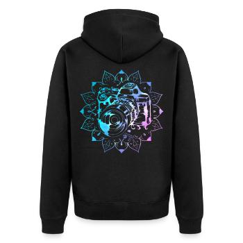 Fotograf Fotografie Kamera Mandala Fotografen Foto - Unisex Premium Bio Zip Hoodie - Schwarz - Hinten - Nico (187cm)