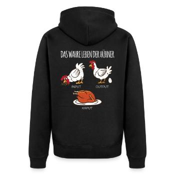 Landwirt Wahre Leben der Hühner Hühnerliebhaber - Unisex Premium Bio Zip Hoodie - Schwarz - Hinten - Nico (187cm)