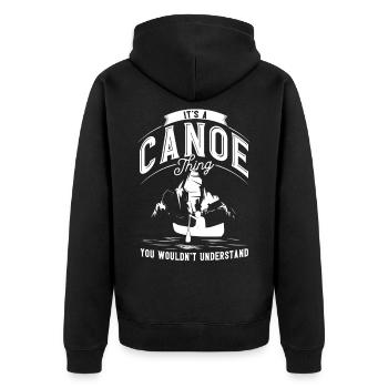 Kajakfahrer Kayak Kanu Geschenk - Unisex Premium Bio Zip Hoodie - Schwarz - Hinten - Nico (187cm)