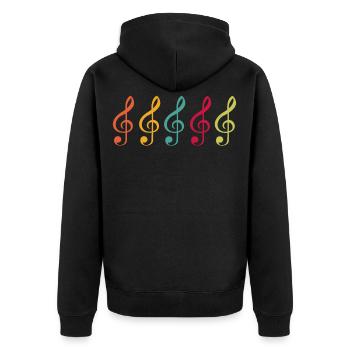 Noten Violinschlüssel Basschlüssel - Unisex Premium Bio Zip Hoodie - Schwarz - Hinten - Nico (187cm)